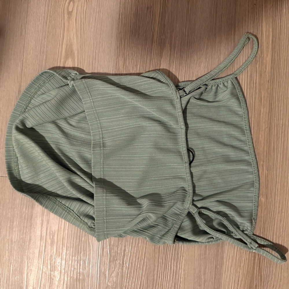 Cider Sage Green Ribbed Drawstring Lounge Pants | Ribbed Tank Set - Picture 4 of 5